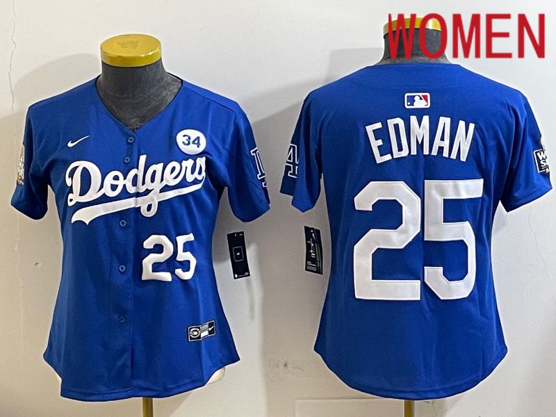 Women Los Angeles Dodgers 25 Edman Blue Game 2024 Nike MLB Jersey style 11212